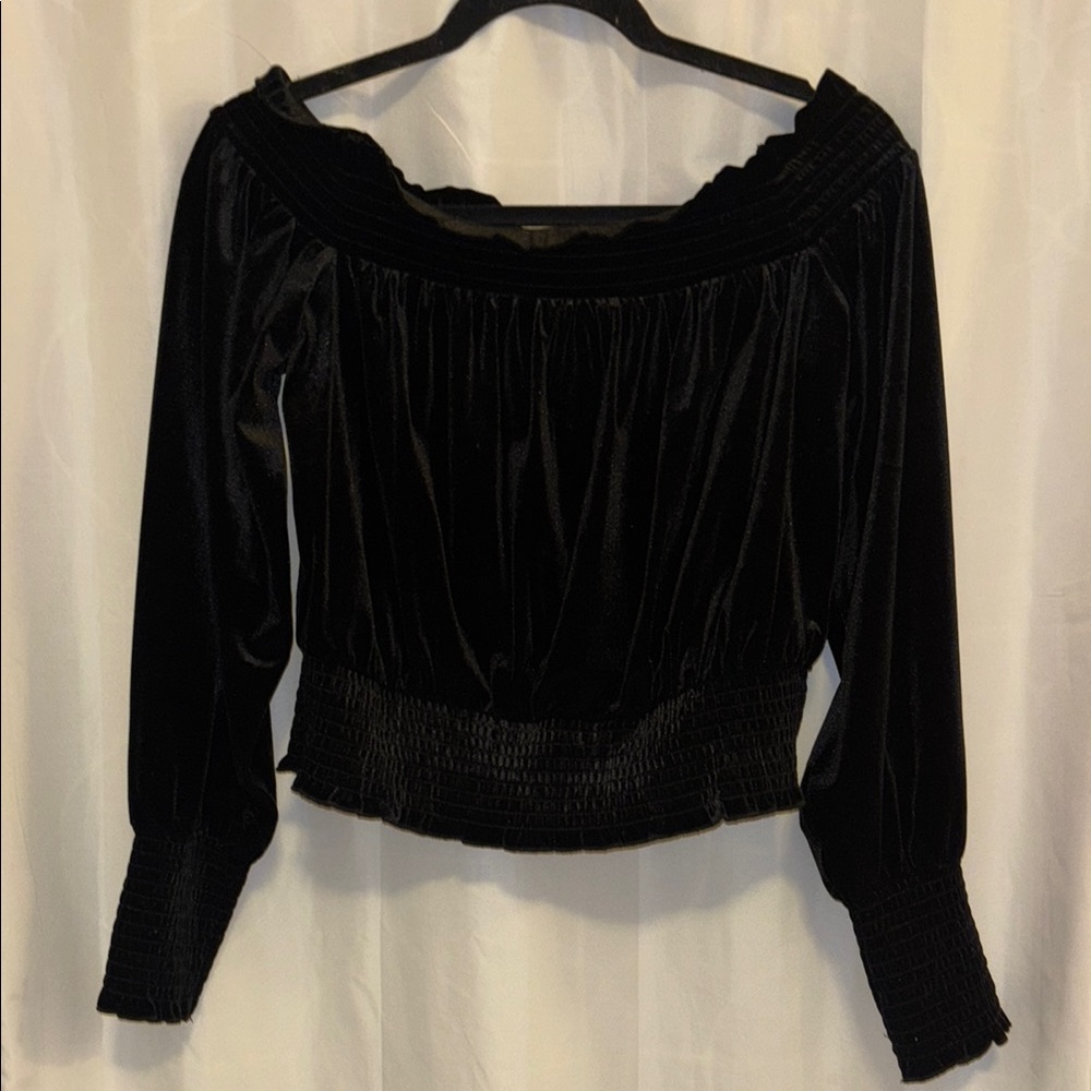 Elegant Black Velvet Off-Shoulder Top